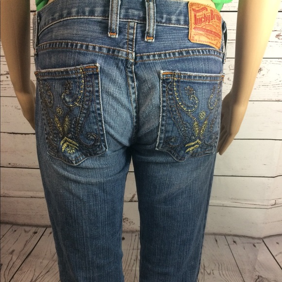 Lucky Brand Bootcut Jeans Sz 2 Embellished Pockets - Picture 2 of 7
